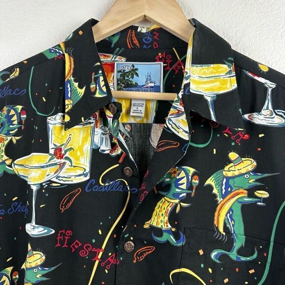 Aftco Bluewater Men's L Button Up Party Shirt Multicolor Margarita Madness - Picture 3 of 10